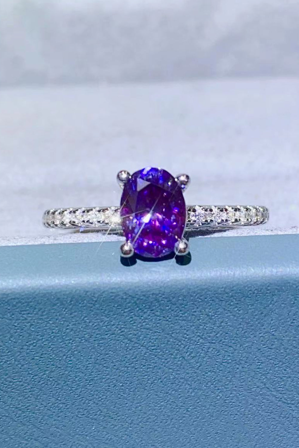 Women's 1 Carat Purple Moissanite 4-Prong Ring