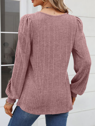 Square Neck Long Sleeve Blouse