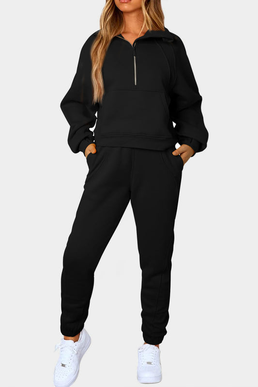 Full Size Half-Zip Sports Set with Pockets