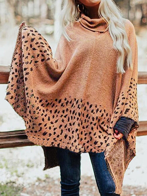 Slightly Basic Leopard Turtleneck Poncho