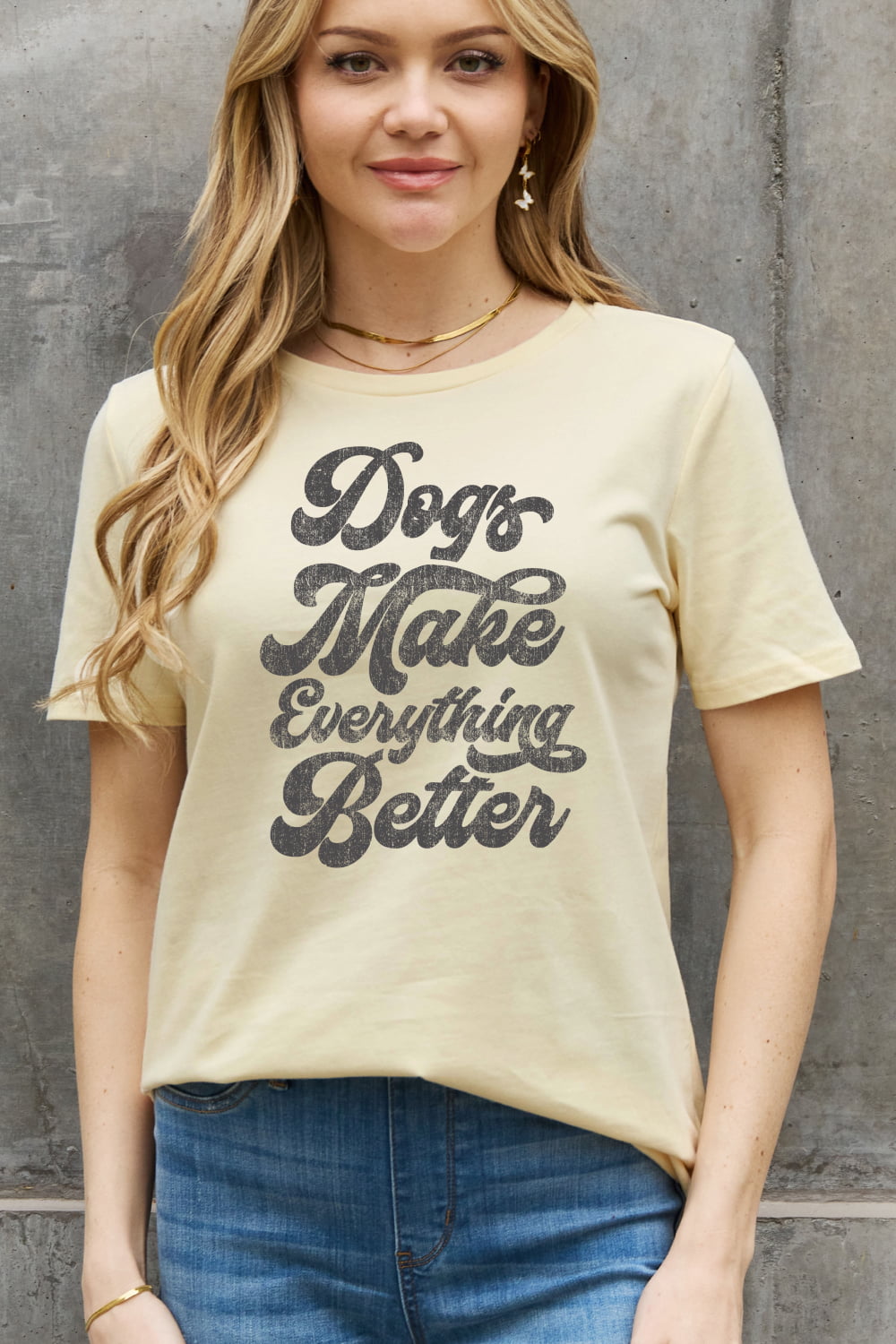 Simply Love Full Size DOGS MAKE EVERTHING BETTER Graphic Cotton Tee