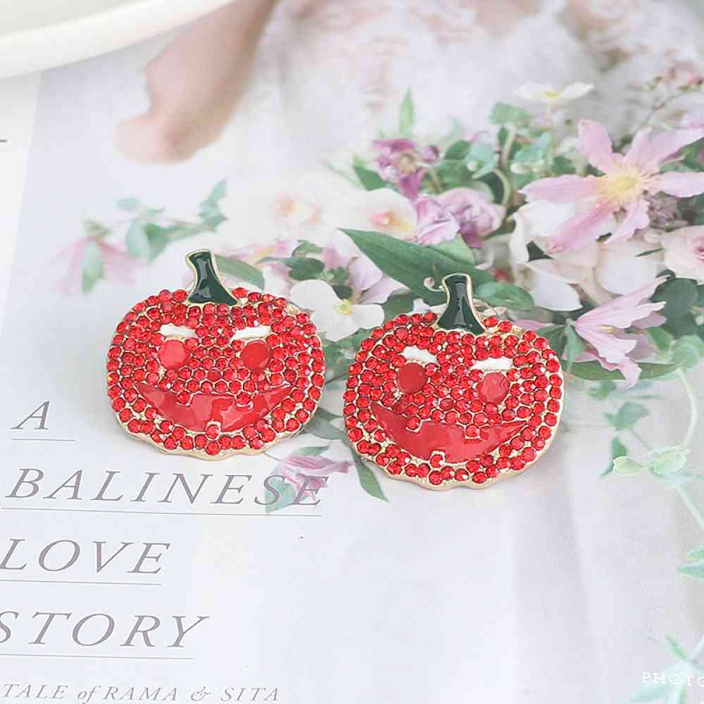 Halloween Demon Pumpkin Rhinestone Alloy Earrings