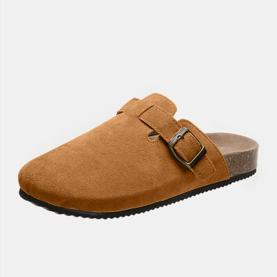 Suede Shoe Closed Toe Buckle Slides