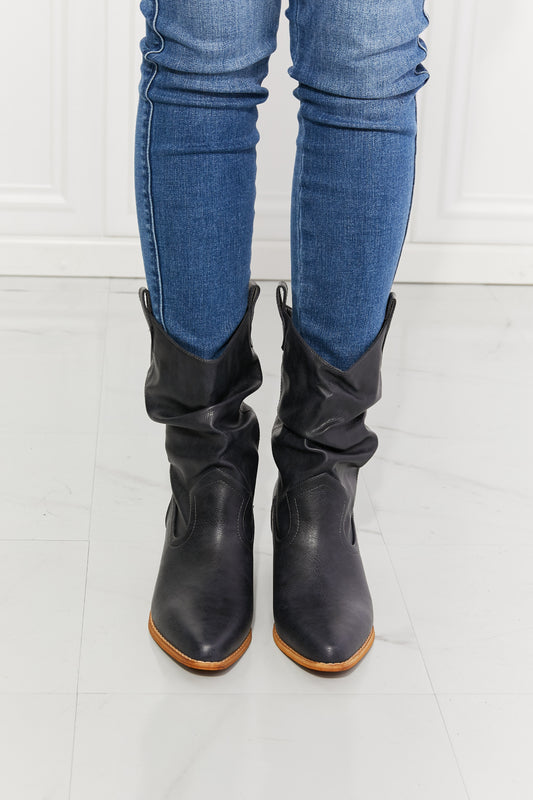 Women's MMShoes Better in Texas Scrunch Cowboy Boots in Navy