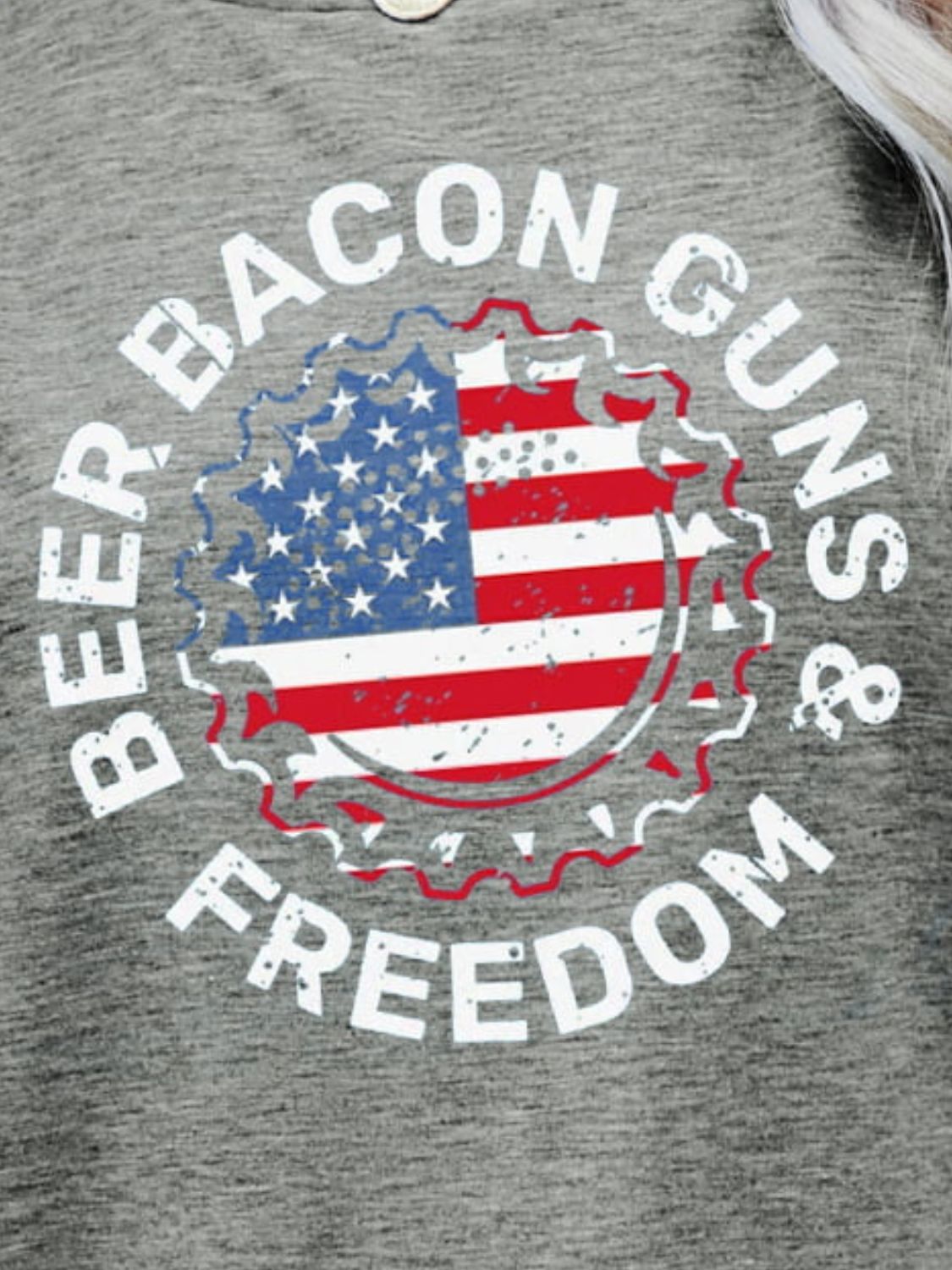 Malibu Dreams BEER BACON GUNS & FREEDOM US Flag Graphic Tee