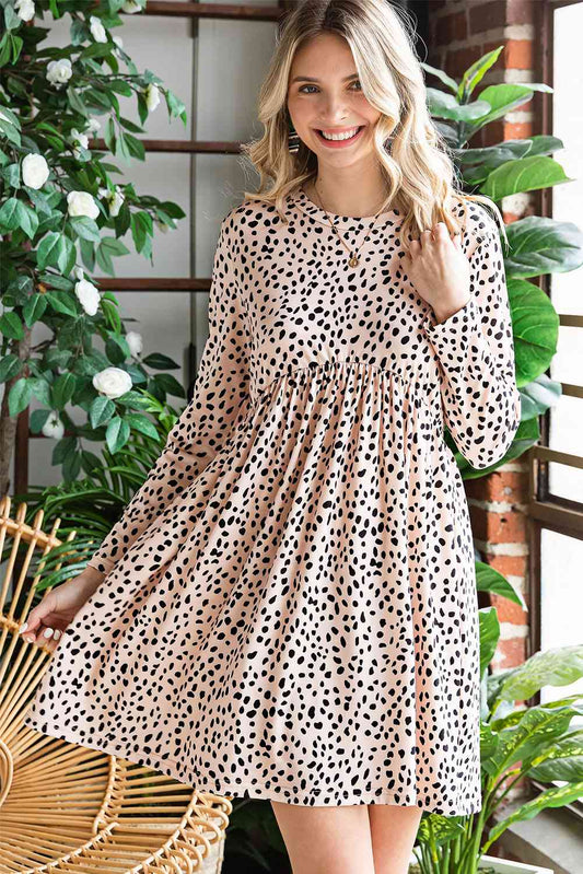 Women's Sarah Printed Round Neck Long Sleeve Dress