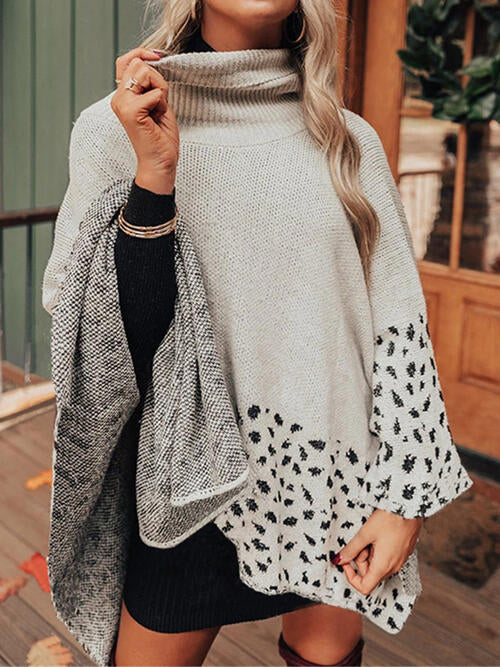 Slightly Basic Leopard Turtleneck Poncho