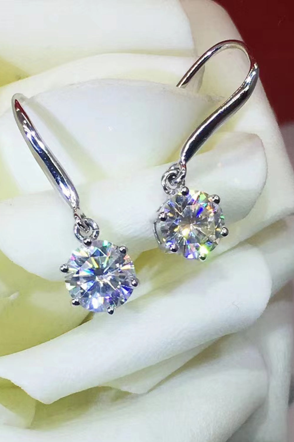 2 Carat Moissanite 6-Prong Drop Earrings