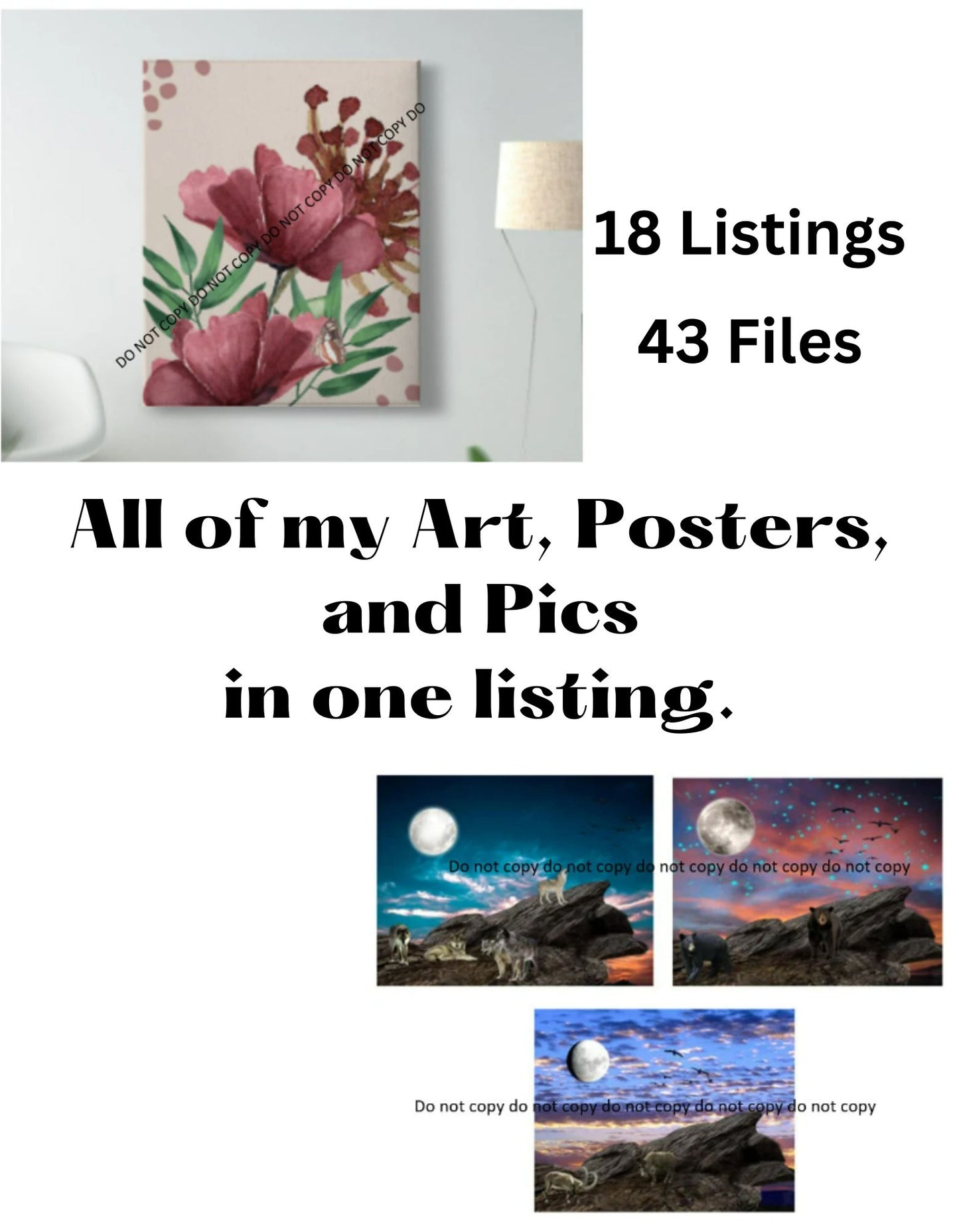 BGShop Digital Artwork 18 Listings in 1 | Wall Pictures Canvas Art | JPG PDF PNG