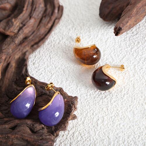 Resin Teardrop Earrings in Assorted Colors