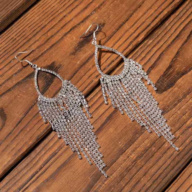 Silver Glistening Alloy Dangle Earrings