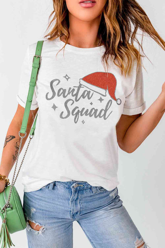 Full Size SANTA SQUAD Christmas Graphic Short Sleeve T-Shirt