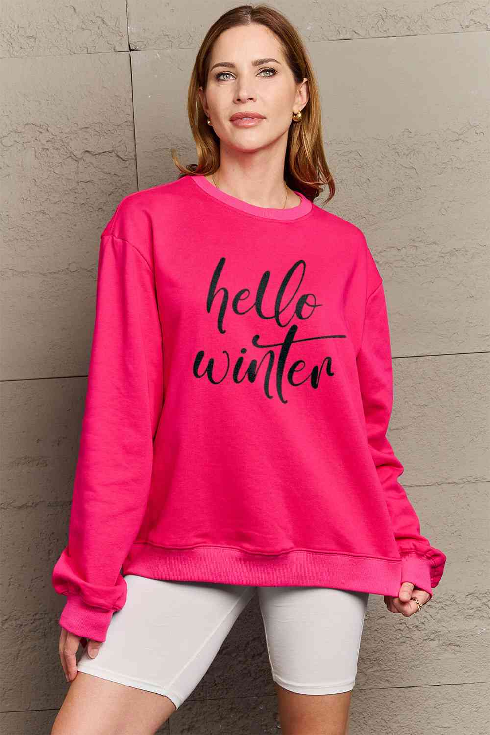 Simply Love SEASONAL Full Size HELLO WINTER Graphic Sweatshirt