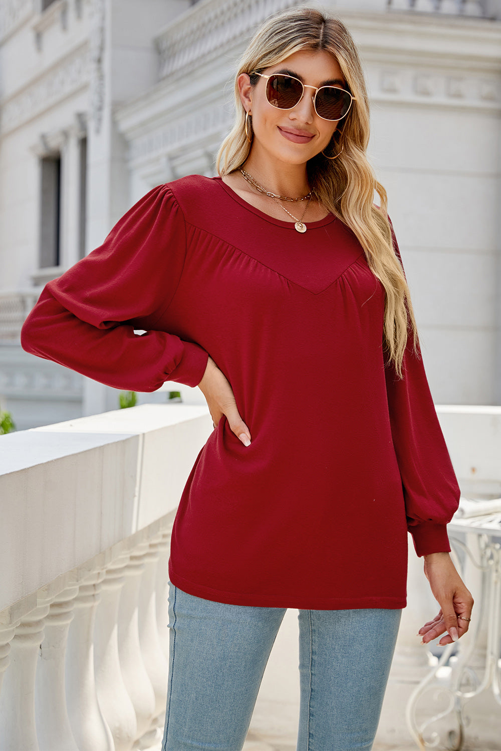 Full Size Round Neck Long Sleeve Top