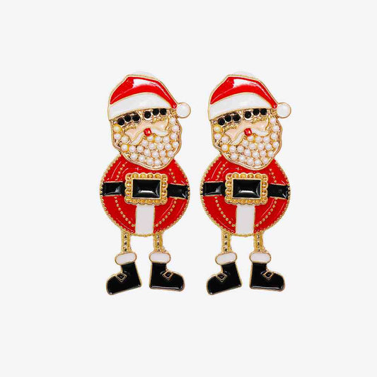 Christmas Rhinestone Alloy Santa Earrings