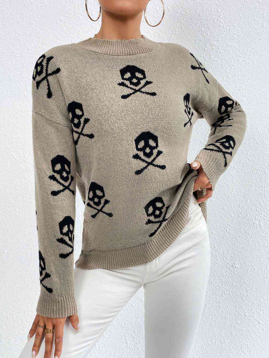 Patterned Drop Shoulder Sweater