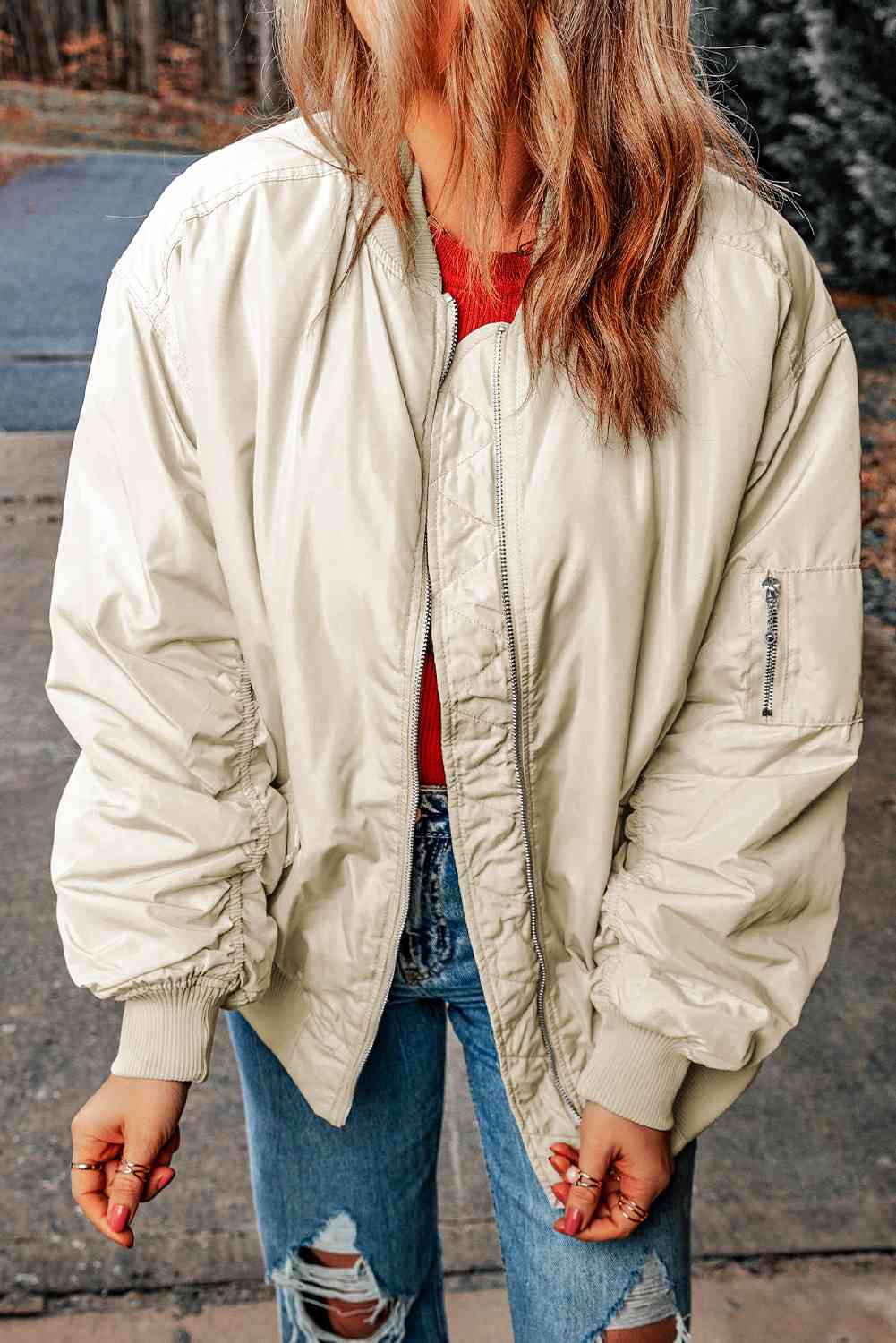 Zip-Up Baseball Collar Jacket