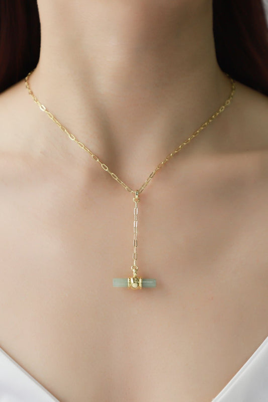 Women's Gold-Plated Bar Pendant OT Chain Necklace