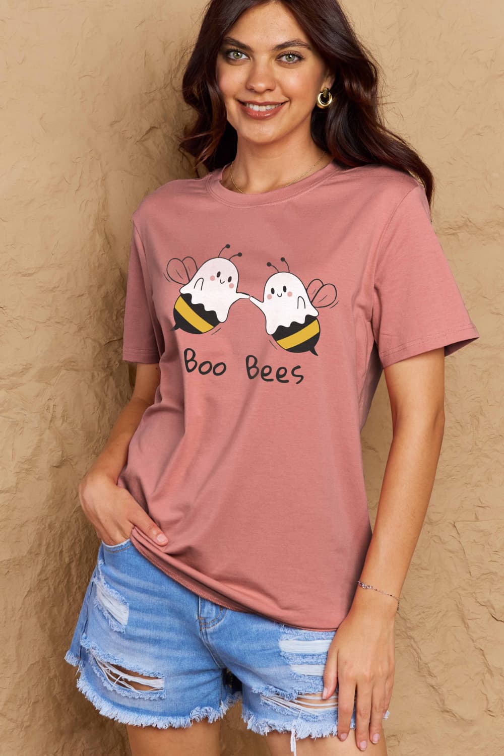 Simply Love Full Size Halloween BOO BEES Graphic Cotton T-Shirt