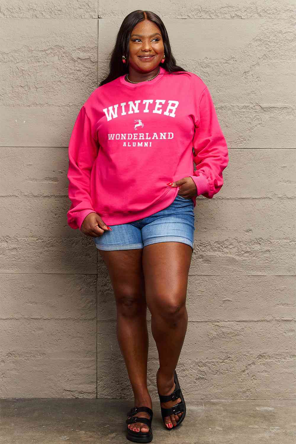 Simply Love Full Size WINTER WONDERLAND ALUMNI Graphic CHRISTMAS Long Sleeve Sweatshirt