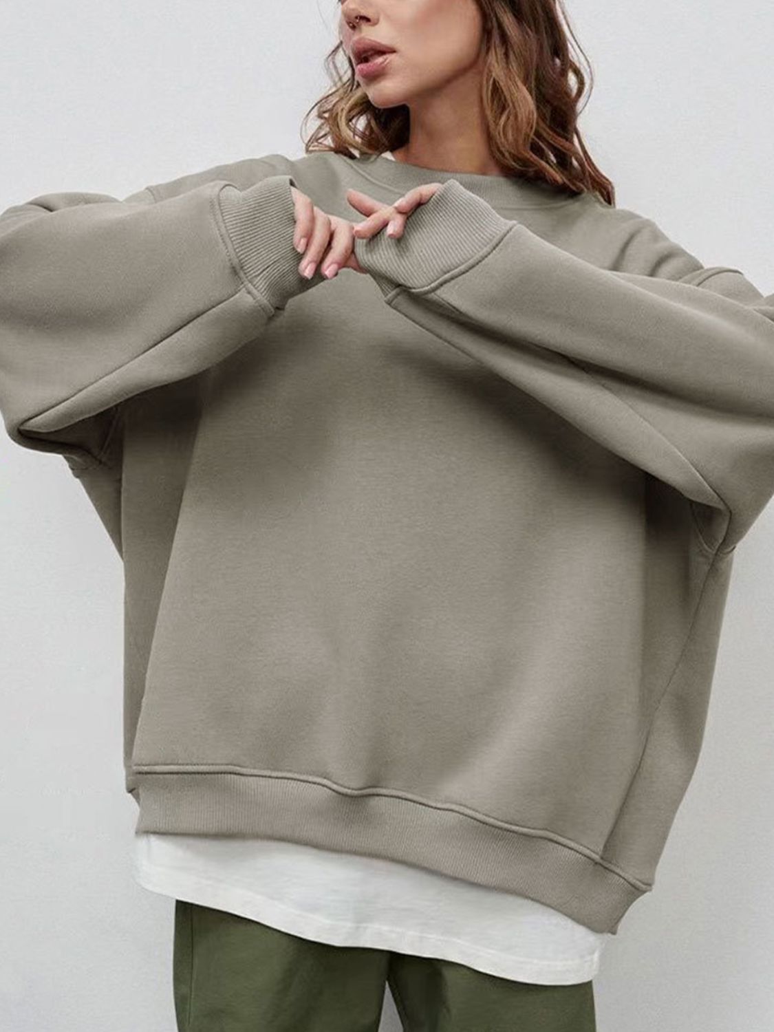 Oversize Round Neck Dropped Shoulder Sweatshirt