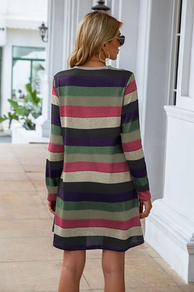 Women's Candida Striped Round Neck Long Sleeve Dress