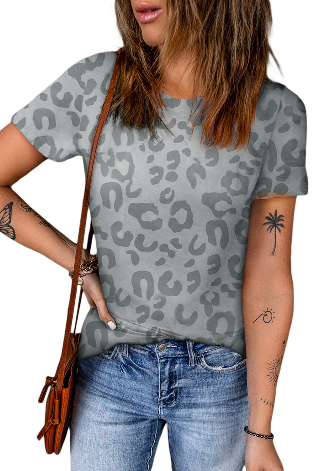 Malibu Dreams Leopard Round Neck Tee