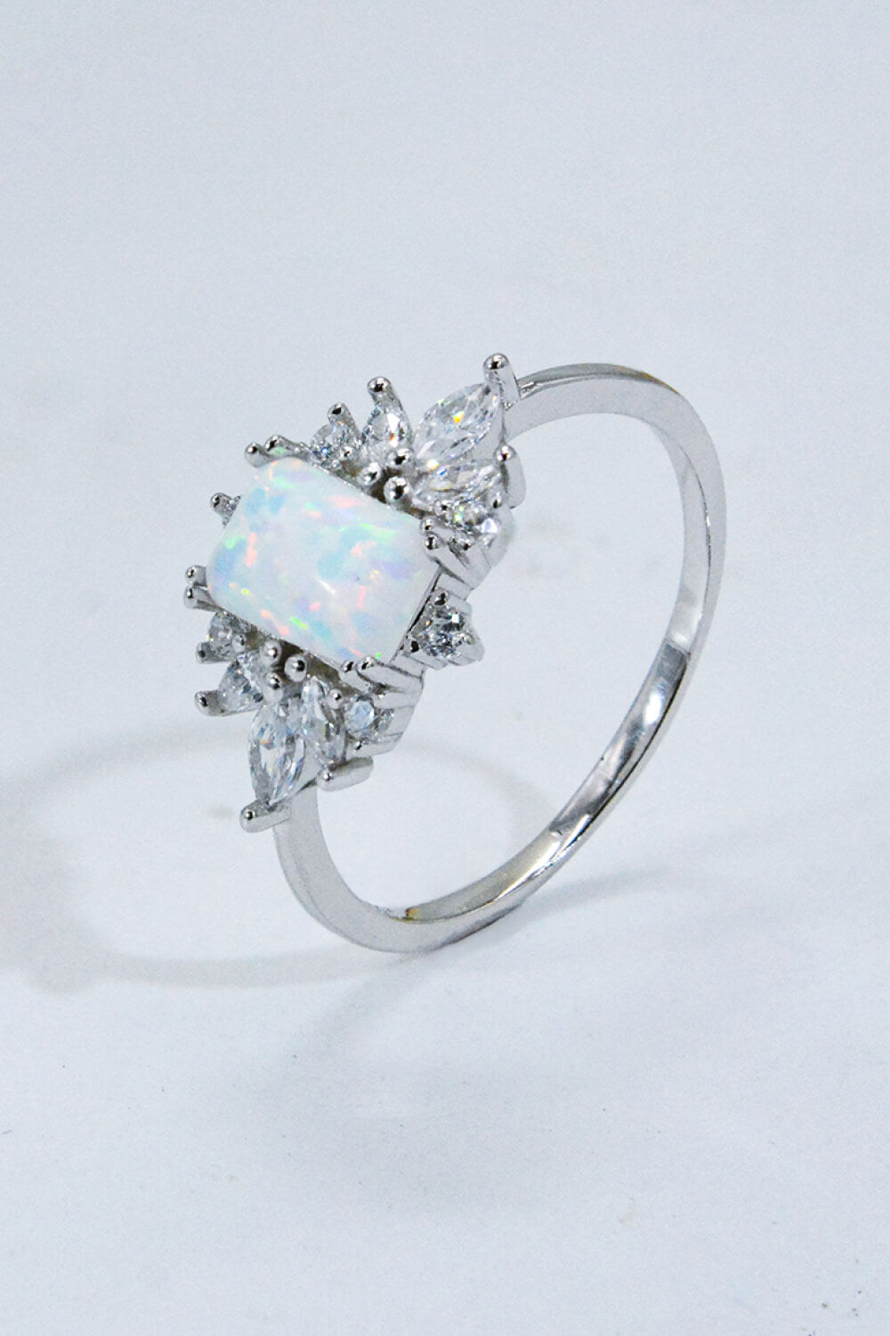 Women's 925 Sterling Silver Zircon and Opal Ring