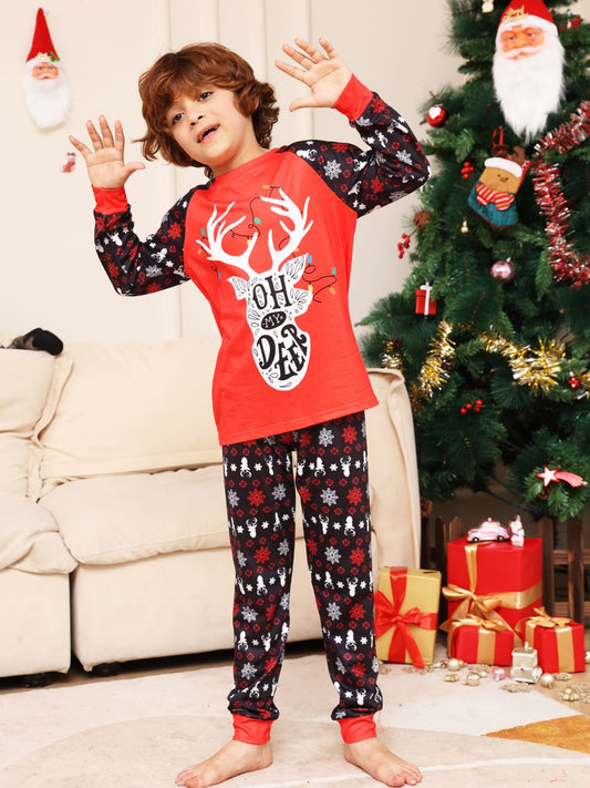 LITTLE GIRLS & BOYS CHRISTMAS Reindeer Graphic Top and Pants PJ Set SZ 2T - 14 Years
