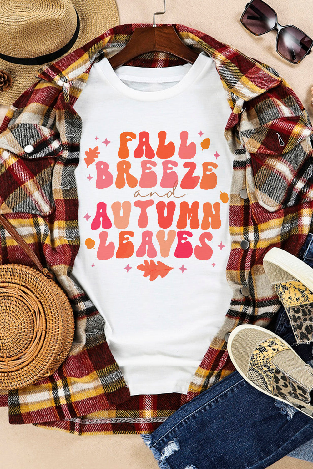 Full Size FALL BREEZE AUTUMN LEAVES Graphic T-Shirt