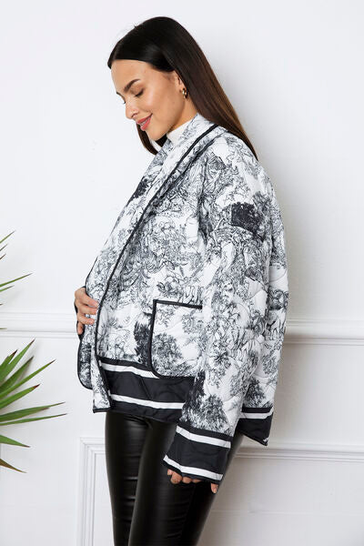 NotSoBasic Printed Long Sleeve Winter Coat with Pockets