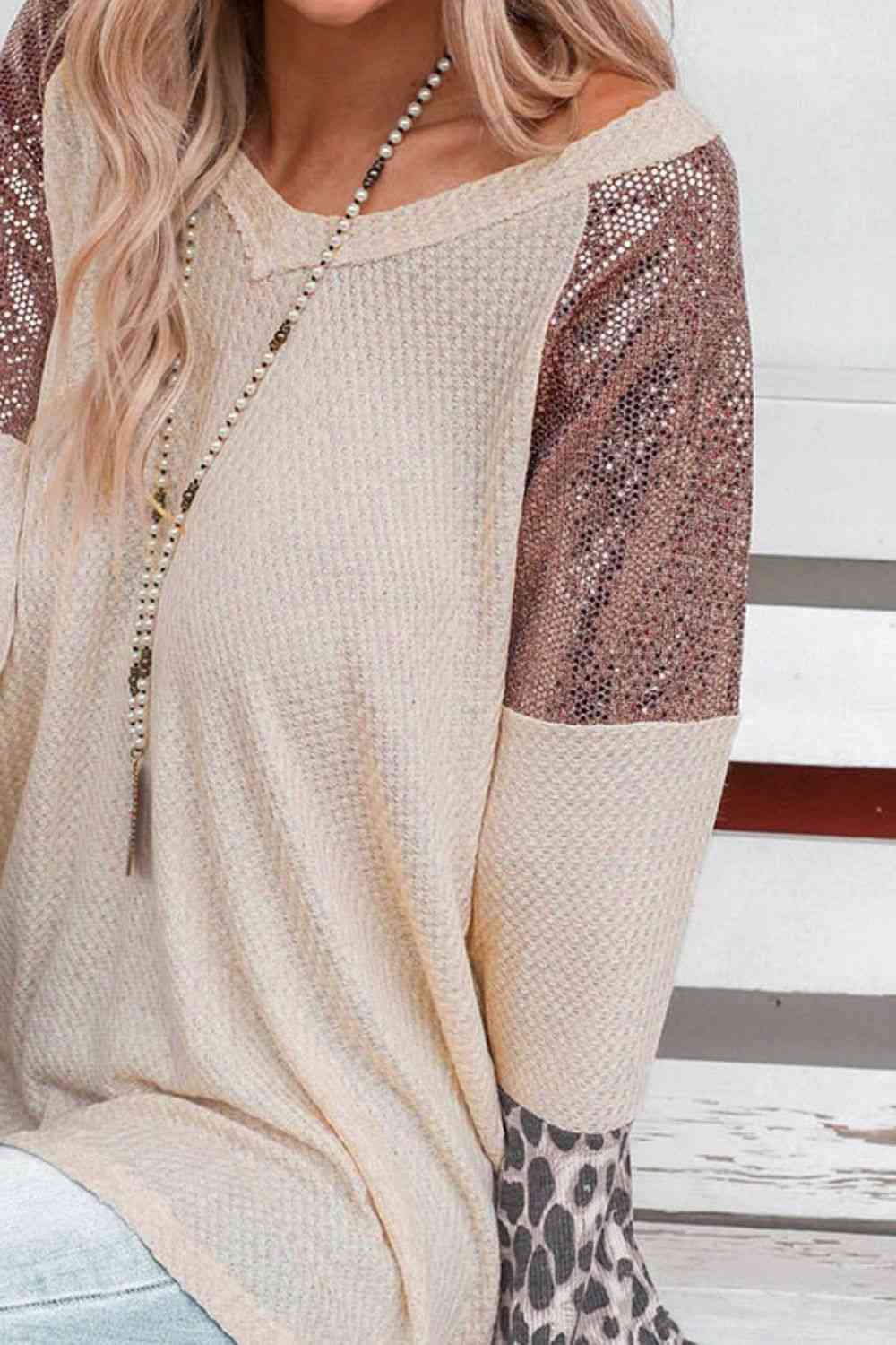 Leopard V-Neck Long Sleeve Top