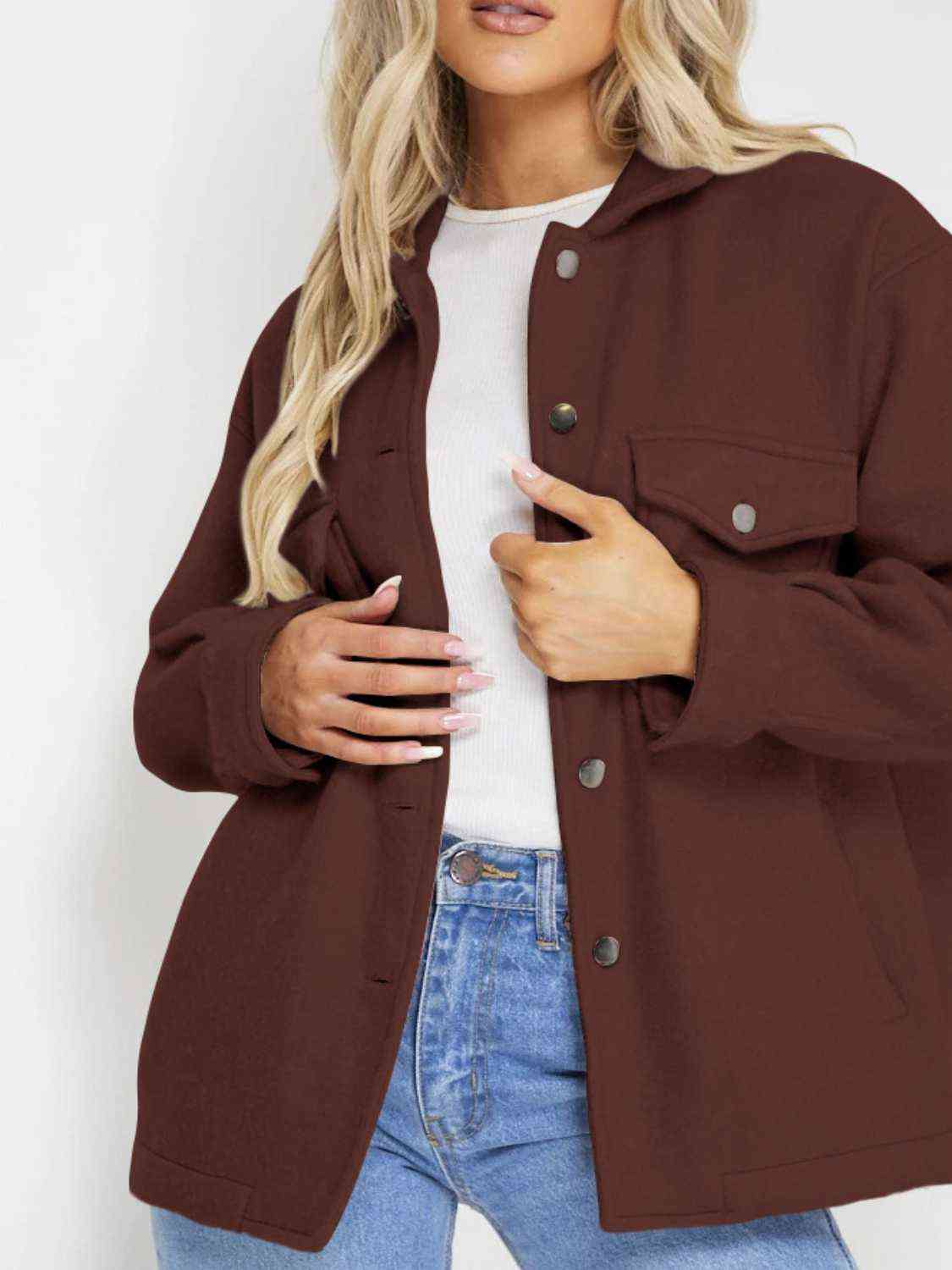 FashionToFigureTrends Chestnut Brown Button Down Denim Jacket