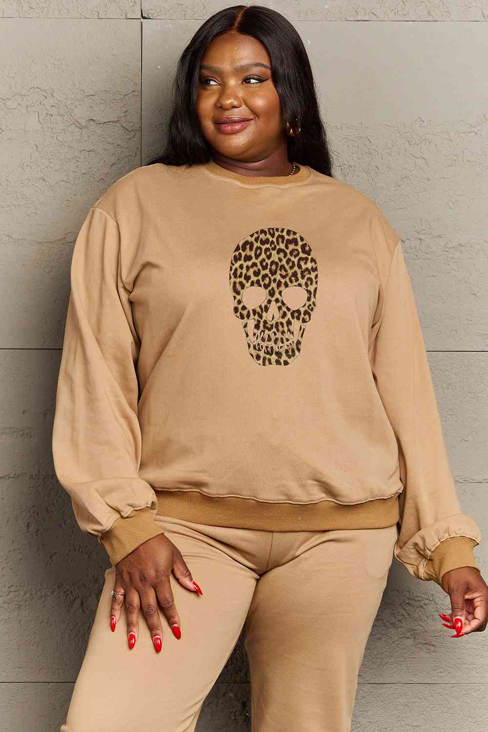 Simply Love Full Size Drop Shoulder SKULL HALLOWEEN Graphic Sweatshirt