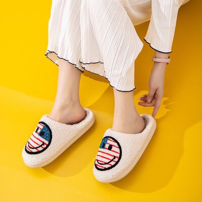Melody Smiley Face American Flag Slippers