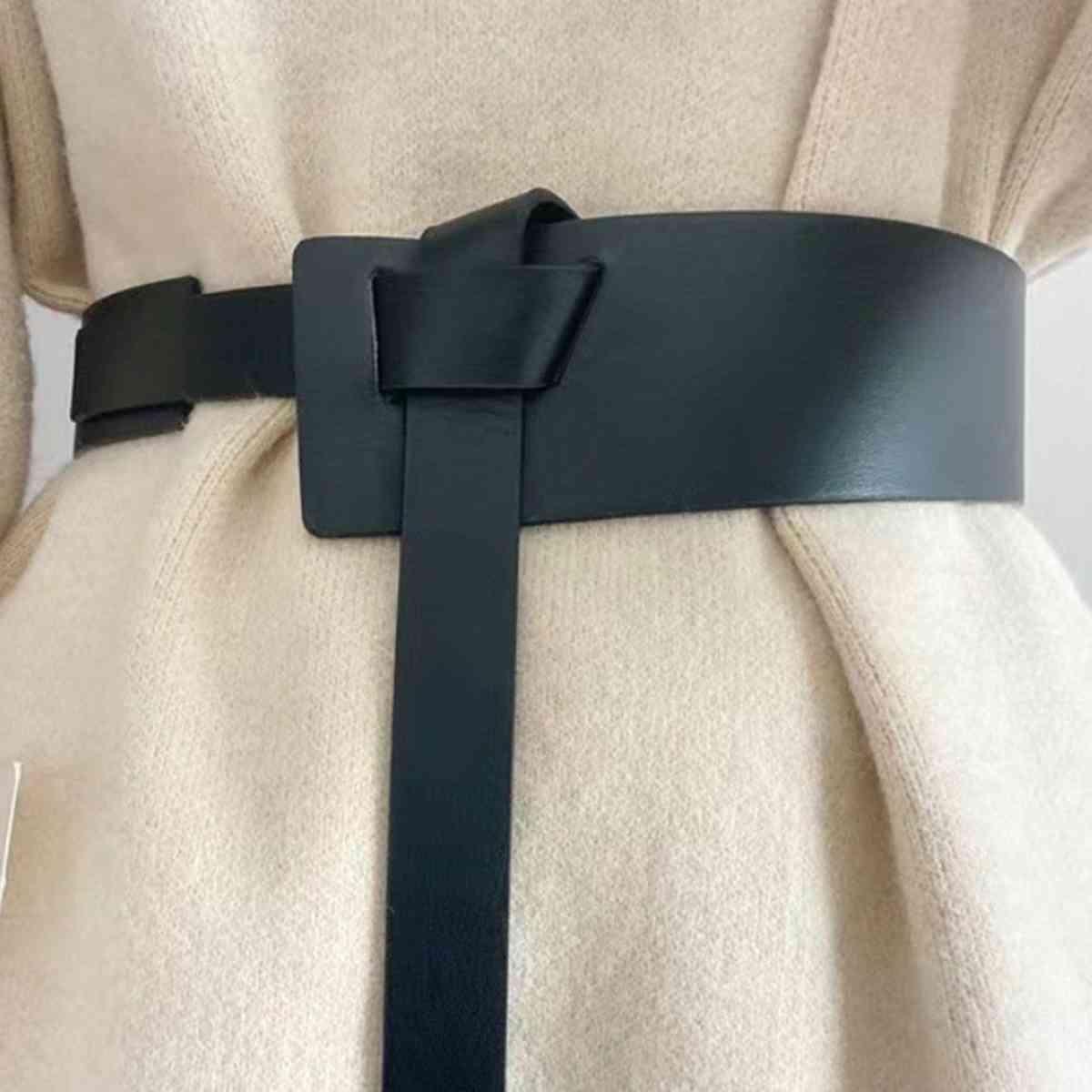 Chic Woman Knot Detail PU Belt