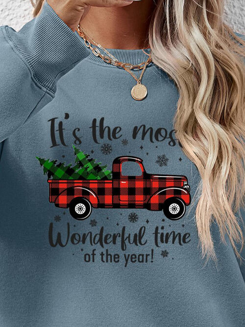 CHRISTMAS THEMED Graphic Round Neck Long Sleeve Sweatshirt