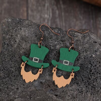 Wooden Hat Shape Dangle Earrings