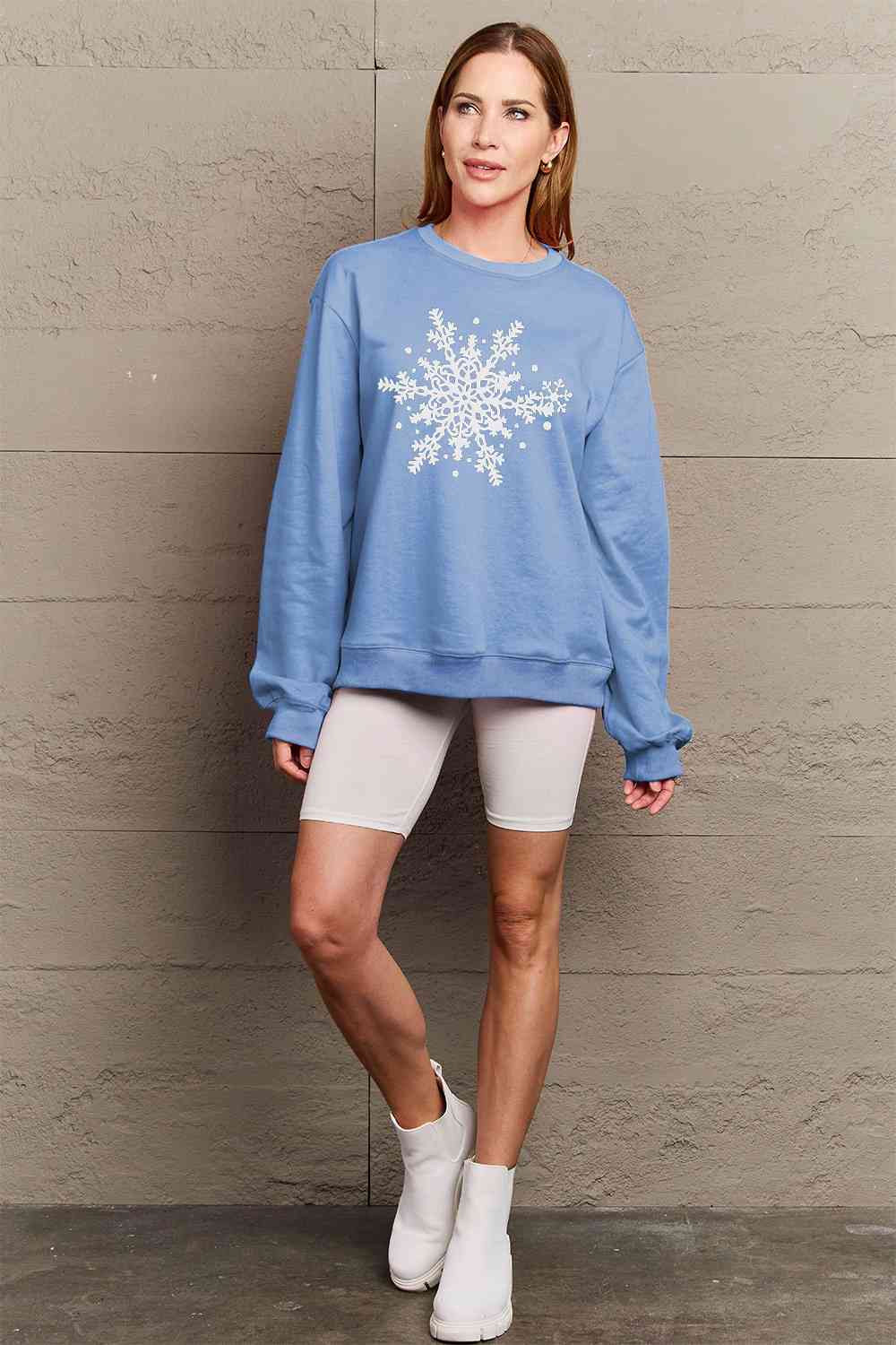 Simply Love Full Size Christmas Snowflake Graphic Sweatshirt