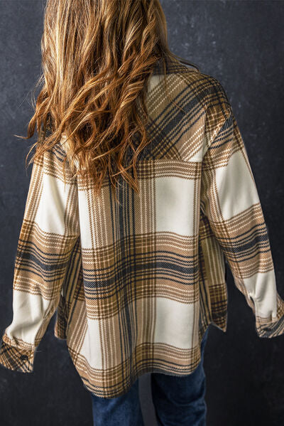 NotSoNormal Plaid Pocketed Dropped Shoulder Coat