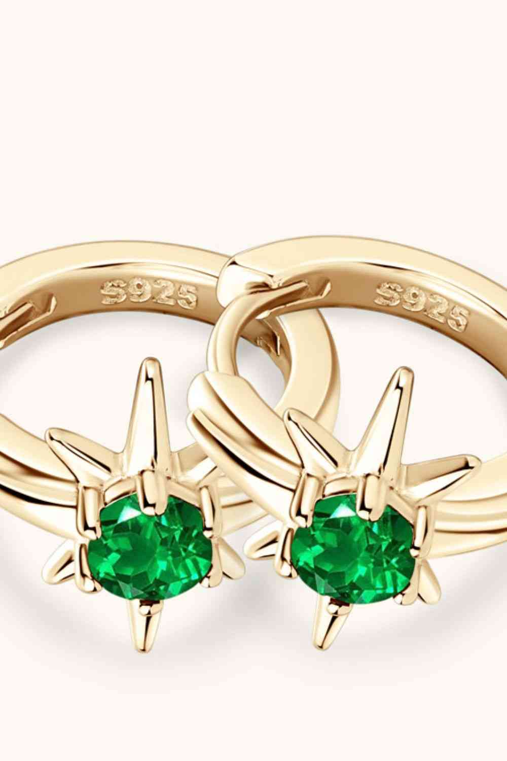 Gold Lab-Grown Emerald Huggie Earrings