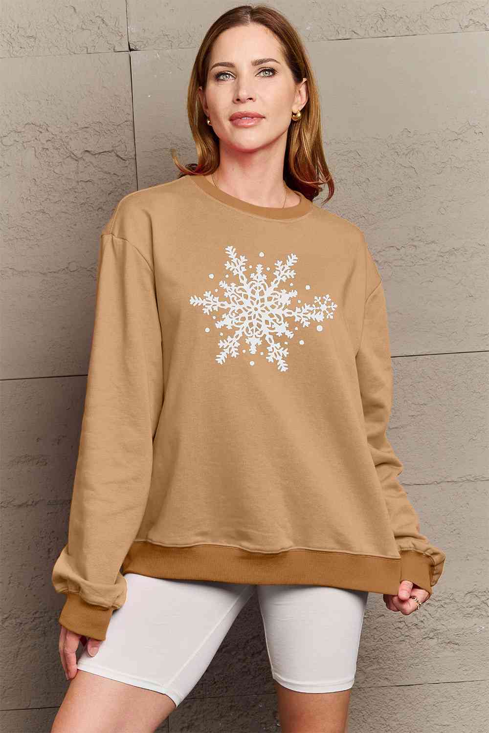 Simply Love Full Size Christmas Snowflake Graphic Sweatshirt