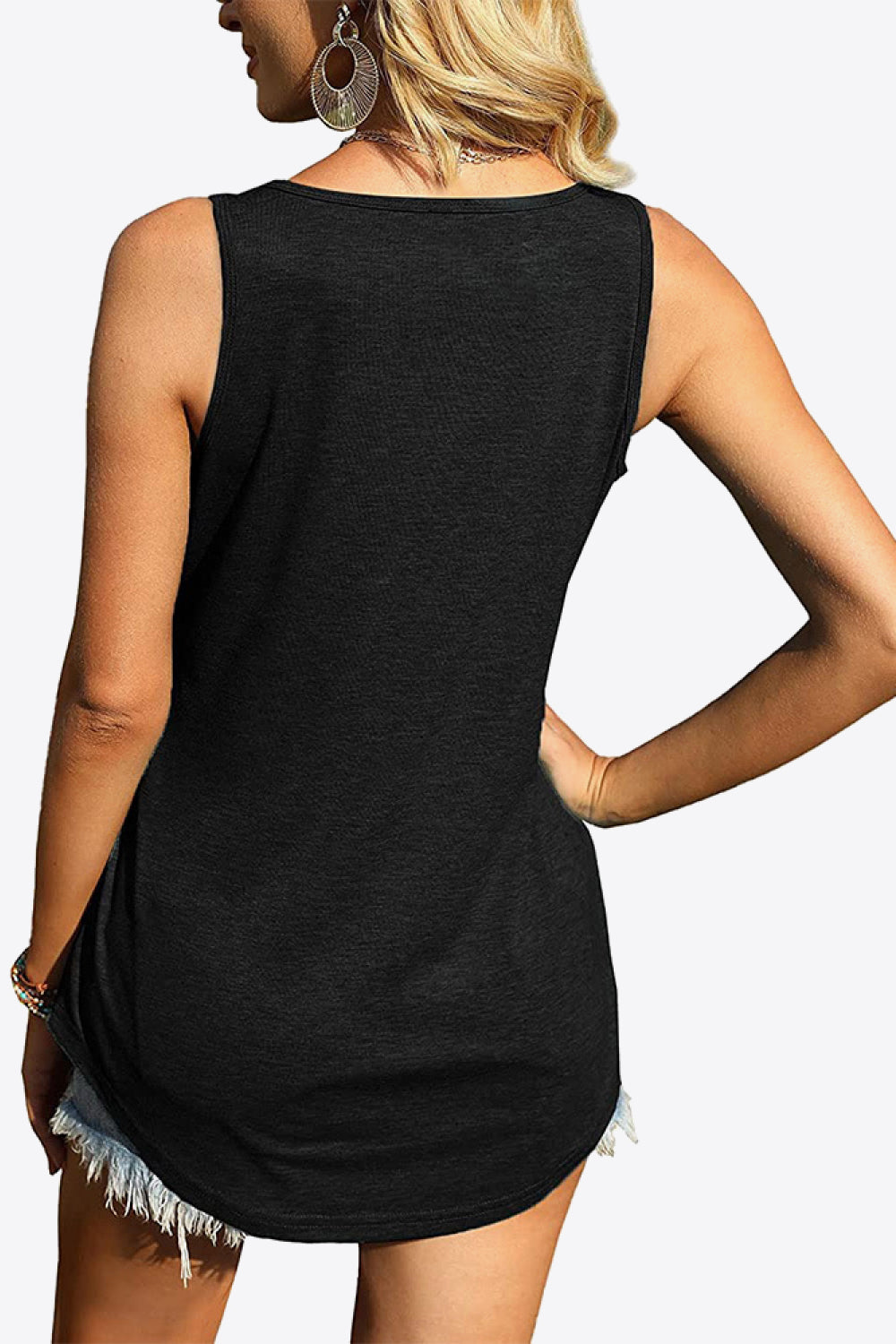 CHICbabe Full Size Curved Hem Square Neck Tank
