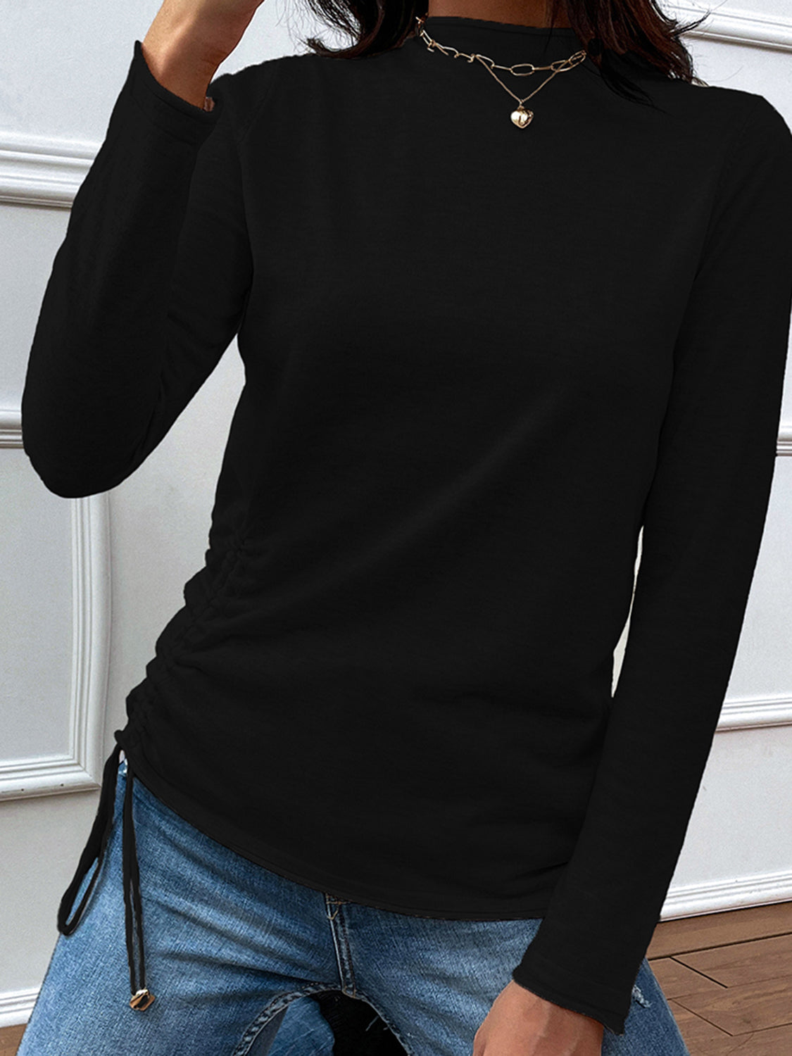 Mock Neck Long Sleeve Knit Top