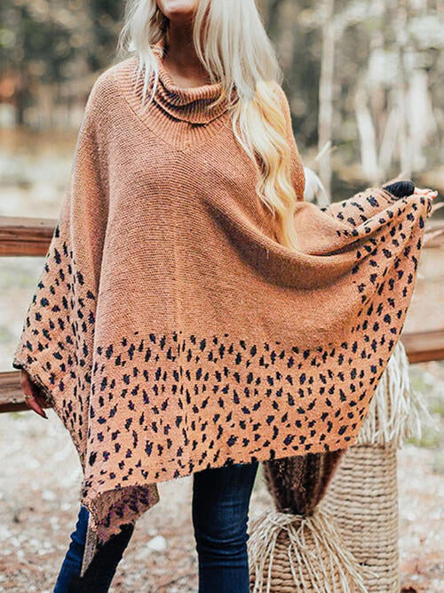 Slightly Basic Leopard Turtleneck Poncho