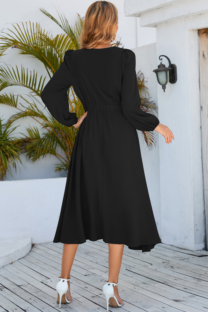 Full Size Twisted Long Sleeve Midi Dress