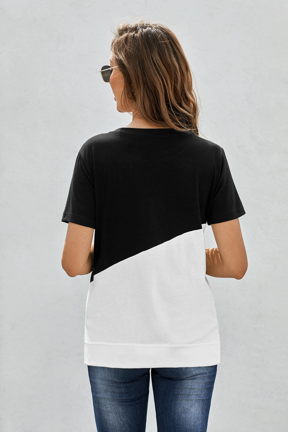 Full Size Two-Tone Round Neck Tee