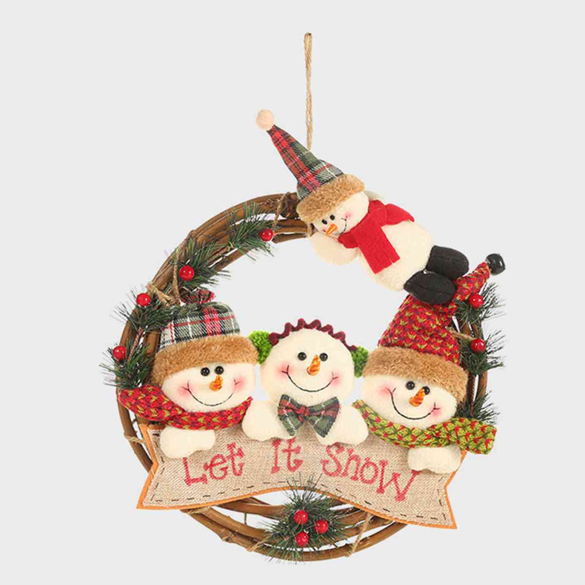 Christmas Wreath Merry Christmas or Let it Snow Ornament 11.4"H x 11.4"W