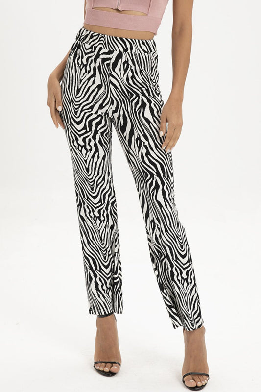 Women's Zebra Print Straight Leg Pants