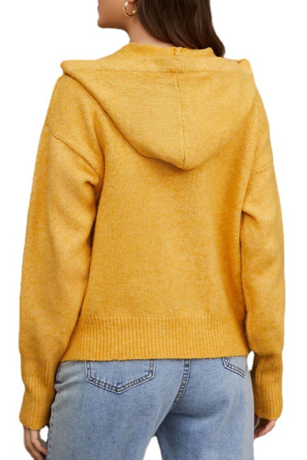 Women's Drop Shoulder Hooded Sweater with Kangaroo Pocket